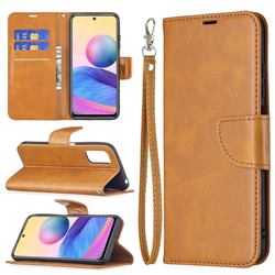 Classic Sheepskin PU Leather Phone Wallet Case for Xiaomi Redmi Note 10 5G - Yellow