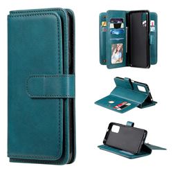 Multi-function Ten Card Slots and Photo Frame PU Leather Wallet Phone Case Cover for Xiaomi Redmi Note 10 5G - Dark Green