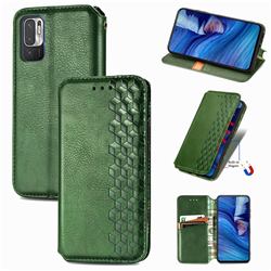 Ultra Slim Fashion Business Card Magnetic Automatic Suction Leather Flip Cover for Xiaomi Redmi Note 10 JE - Green