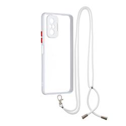 Necklace Cross-body Lanyard Strap Cord Phone Case Cover for Xiaomi Redmi Note 10 Pro / Note 10 Pro Max - White