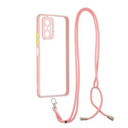 Necklace Cross-body Lanyard Strap Cord Phone Case Cover for Xiaomi Redmi Note 10 Pro / Note 10 Pro Max - Pink