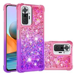 Rainbow Gradient Liquid Glitter Quicksand Sequins Phone Case for Xiaomi Redmi Note 10 Pro / Note 10 Pro Max - Pink Purple