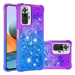 Rainbow Gradient Liquid Glitter Quicksand Sequins Phone Case for Xiaomi Redmi Note 10 Pro / Note 10 Pro Max - Purple Blue