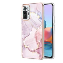 Rose Gold Dancing Electroplated Gold Frame 2.0 Thickness Plating Marble IMD Soft Back Cover for Xiaomi Redmi Note 10 Pro / Note 10 Pro Max