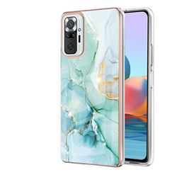 Green Silk Electroplated Gold Frame 2.0 Thickness Plating Marble IMD Soft Back Cover for Xiaomi Redmi Note 10 Pro / Note 10 Pro Max