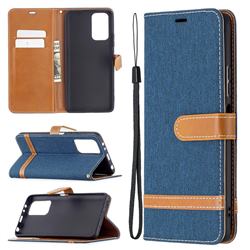 Jeans Cowboy Denim Leather Wallet Case for Xiaomi Redmi Note 10 Pro / Note 10 Pro Max - Dark Blue