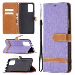 Jeans Cowboy Denim Leather Wallet Case for Xiaomi Redmi Note 10 Pro / Note 10 Pro Max - Purple
