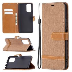Jeans Cowboy Denim Leather Wallet Case for Xiaomi Redmi Note 10 Pro / Note 10 Pro Max - Brown