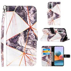 Black and White Stitching Color Marble Leather Wallet Case for Xiaomi Redmi Note 10 Pro / Note 10 Pro Max