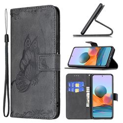 Binfen Color Imprint Vivid Butterfly Leather Wallet Case for Xiaomi Redmi Note 10 Pro / Note 10 Pro Max - Black