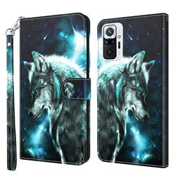 Snow Wolf 3D Painted Leather Wallet Case for Xiaomi Redmi Note 10 Pro / Note 10 Pro Max
