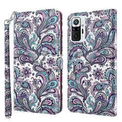 Swirl Flower 3D Painted Leather Wallet Case for Xiaomi Redmi Note 10 Pro / Note 10 Pro Max