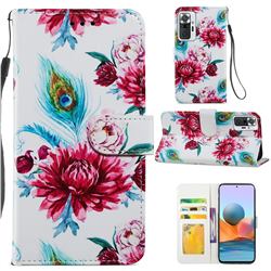 Peacock Flower Smooth Leather Phone Wallet Case for Xiaomi Redmi Note 10 Pro / Note 10 Pro Max