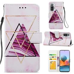 Three-color Marble Smooth Leather Phone Wallet Case for Xiaomi Redmi Note 10 Pro / Note 10 Pro Max