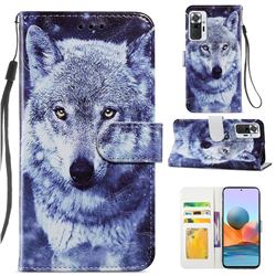 White Wolf Smooth Leather Phone Wallet Case for Xiaomi Redmi Note 10 Pro / Note 10 Pro Max