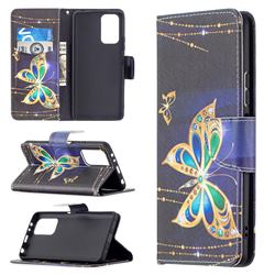 Golden Shining Butterfly Leather Wallet Case for Xiaomi Redmi Note 10 Pro / Note 10 Pro Max