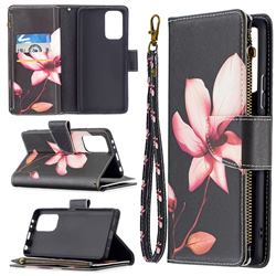 Lotus Flower Binfen Color BF03 Retro Zipper Leather Wallet Phone Case for Xiaomi Redmi Note 10 Pro / Note 10 Pro Max