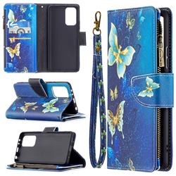 Golden Butterflies Binfen Color BF03 Retro Zipper Leather Wallet Phone Case for Xiaomi Redmi Note 10 Pro / Note 10 Pro Max