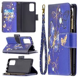 Purple Butterfly Binfen Color BF03 Retro Zipper Leather Wallet Phone Case for Xiaomi Redmi Note 10 Pro / Note 10 Pro Max