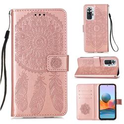 Embossing Dream Catcher Mandala Flower Leather Wallet Case for Xiaomi Redmi Note 10 Pro / Note 10 Pro Max - Rose Gold