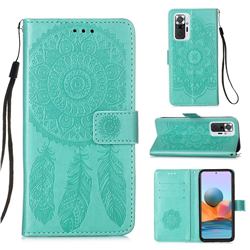 Embossing Dream Catcher Mandala Flower Leather Wallet Case for Xiaomi Redmi Note 10 Pro / Note 10 Pro Max - Green