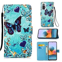 Love Butterfly Matte Leather Wallet Phone Case for Xiaomi Redmi Note 10 Pro / Note 10 Pro Max