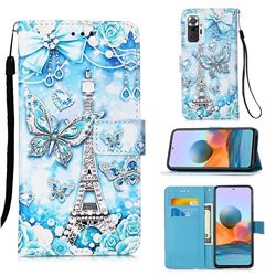 Tower Butterfly Matte Leather Wallet Phone Case for Xiaomi Redmi Note 10 Pro / Note 10 Pro Max