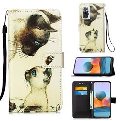 Cat Confrontation Matte Leather Wallet Phone Case for Xiaomi Redmi Note 10 Pro / Note 10 Pro Max