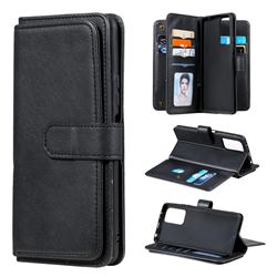 Multi-function Ten Card Slots and Photo Frame PU Leather Wallet Phone Case Cover for Xiaomi Redmi Note 10 Pro / Note 10 Pro Max - Black