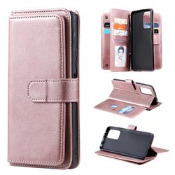 Multi-function Ten Card Slots and Photo Frame PU Leather Wallet Phone Case Cover for Xiaomi Redmi Note 10 Pro / Note 10 Pro Max - Rose Gold