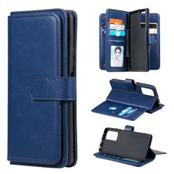 Multi-function Ten Card Slots and Photo Frame PU Leather Wallet Phone Case Cover for Xiaomi Redmi Note 10 Pro / Note 10 Pro Max - Dark Blue