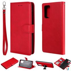 Retro Greek Detachable Magnetic PU Leather Wallet Phone Case for Xiaomi Redmi Note 10 Pro / Note 10 Pro Max - Red