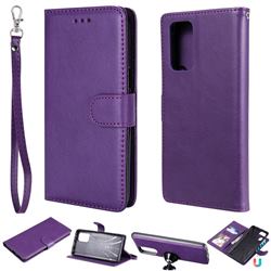 Retro Greek Detachable Magnetic PU Leather Wallet Phone Case for Xiaomi Redmi Note 10 Pro / Note 10 Pro Max - Purple