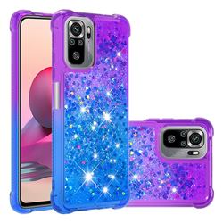 Rainbow Gradient Liquid Glitter Quicksand Sequins Phone Case for Xiaomi Redmi Note 10 4G / Redmi Note 10S - Purple Blue