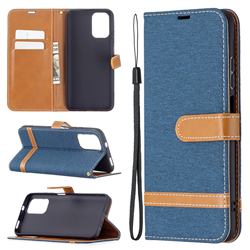 Jeans Cowboy Denim Leather Wallet Case for Xiaomi Redmi Note 10 4G / Redmi Note 10S - Dark Blue