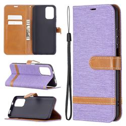 Jeans Cowboy Denim Leather Wallet Case for Xiaomi Redmi Note 10 4G / Redmi Note 10S - Purple