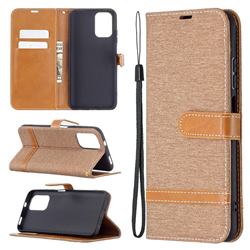 Jeans Cowboy Denim Leather Wallet Case for Xiaomi Redmi Note 10 4G / Redmi Note 10S - Brown