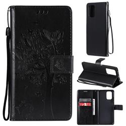 Embossing Butterfly Tree Leather Wallet Case for Xiaomi Redmi Note 10 4G / Redmi Note 10S - Black