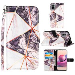 Black and White Stitching Color Marble Leather Wallet Case for Xiaomi Redmi Note 10 4G / Redmi Note 10S