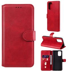 Retro Calf Matte Leather Wallet Phone Case for Xiaomi Redmi Note 10 4G / Redmi Note 10S - Red