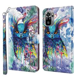 Watercolor Owl 3D Painted Leather Wallet Case for Xiaomi Redmi Note 10 4G / Redmi Note 10S