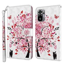 Tree and Cat 3D Painted Leather Wallet Case for Xiaomi Redmi Note 10 4G / Redmi Note 10S