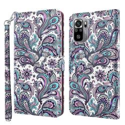 Swirl Flower 3D Painted Leather Wallet Case for Xiaomi Redmi Note 10 4G / Redmi Note 10S