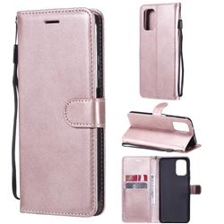 Retro Greek Classic Smooth PU Leather Wallet Phone Case for Xiaomi Redmi Note 10 4G / Redmi Note 10S - Rose Gold