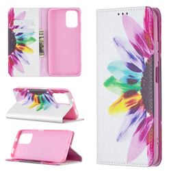Sun Flower Slim Magnetic Attraction Wallet Flip Cover for Xiaomi Redmi Note 10 4G / Redmi Note 10S