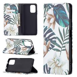 Flower Leaf Slim Magnetic Attraction Wallet Flip Cover for Xiaomi Redmi Note 10 4G / Redmi Note 10S