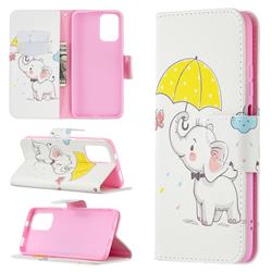 Umbrella Elephant Leather Wallet Case for Xiaomi Redmi Note 10 4G / Redmi Note 10S