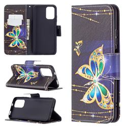 Golden Shining Butterfly Leather Wallet Case for Xiaomi Redmi Note 10 4G / Redmi Note 10S