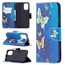 Golden Butterflies Leather Wallet Case for Xiaomi Redmi Note 10 4G / Redmi Note 10S
