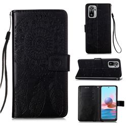 Embossing Dream Catcher Mandala Flower Leather Wallet Case for Xiaomi Redmi Note 10 4G / Redmi Note 10S - Black